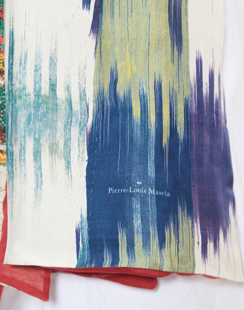 Multicolour Print Silk & Cotton Scarf