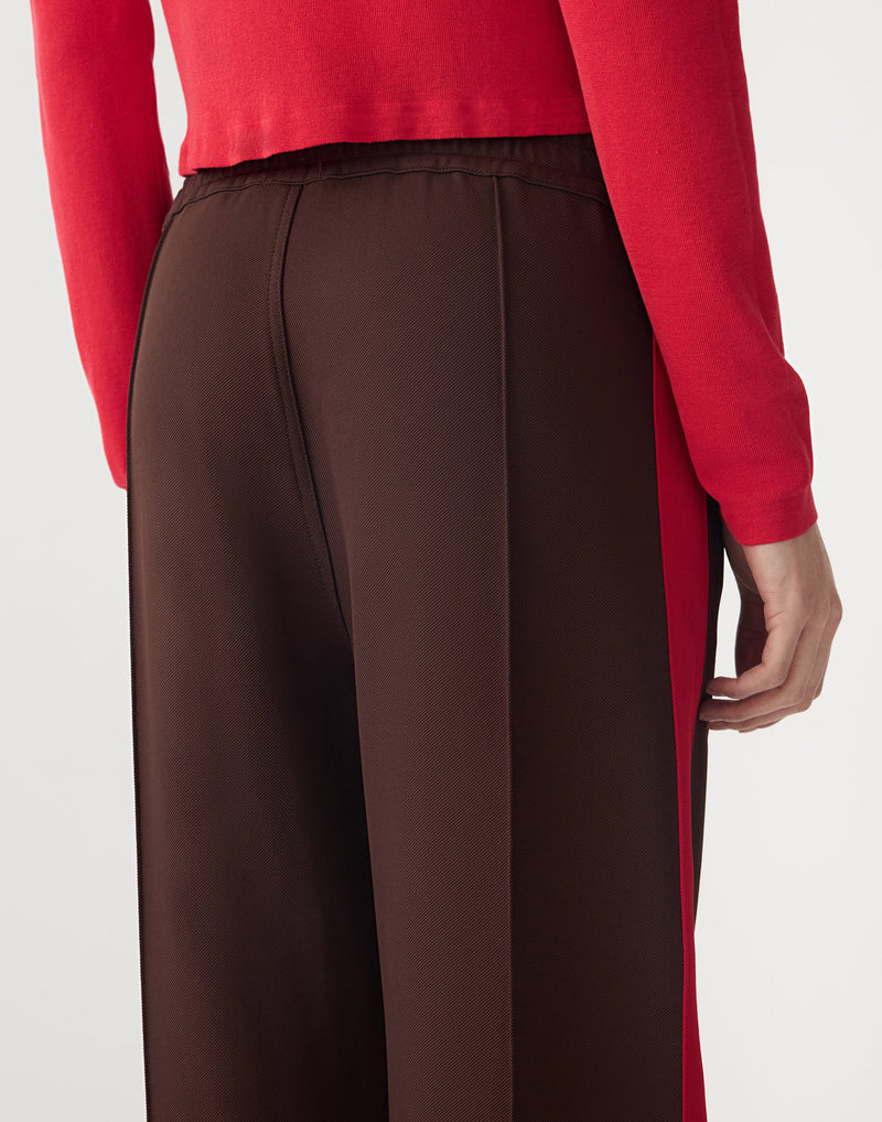Carob & Red Twill Stripe Detail Pant