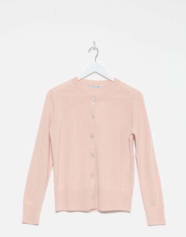 Blush Cashmere Crew Neck Cardigan