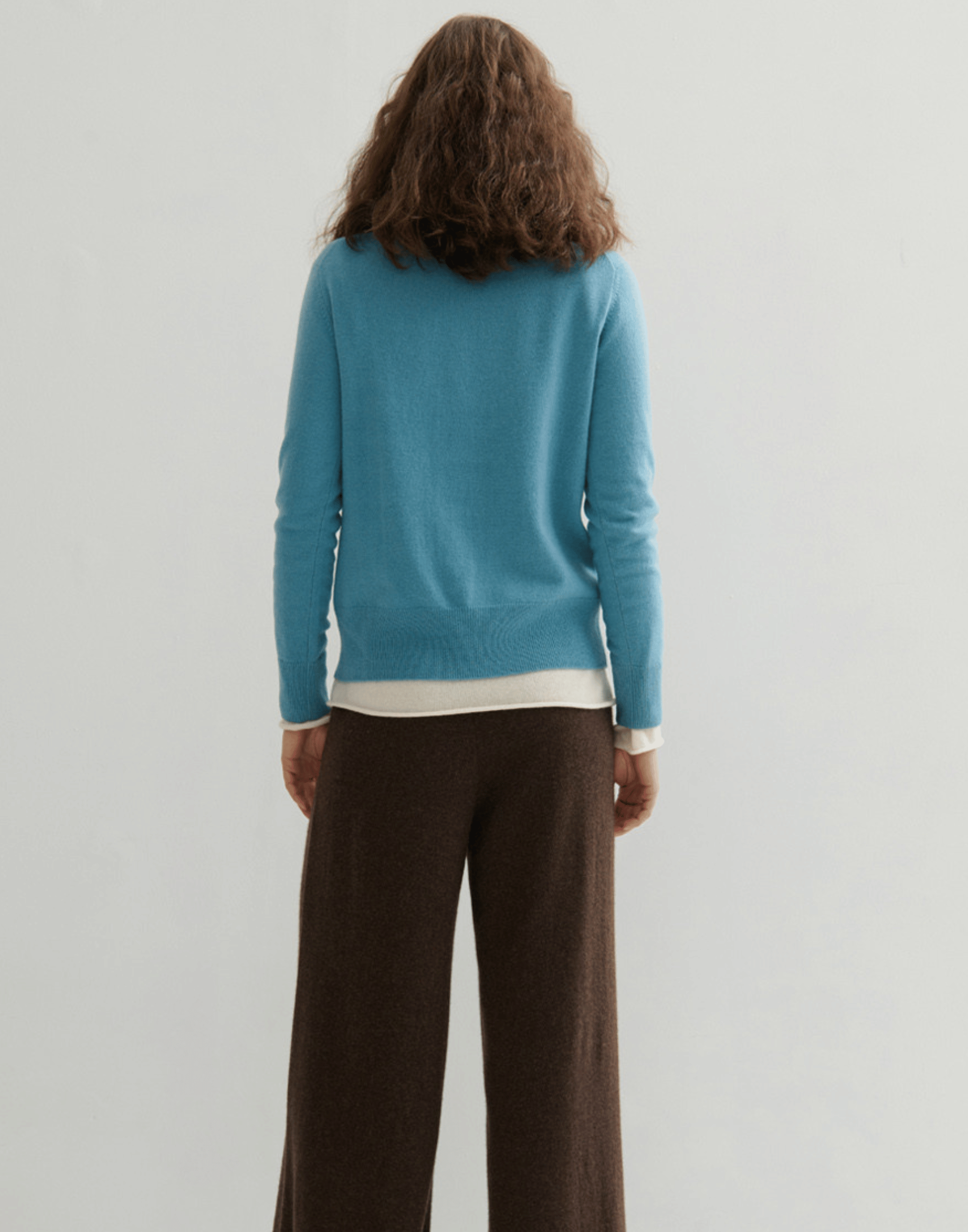 Lake Blue Cashmere Crew Neck Cardigan