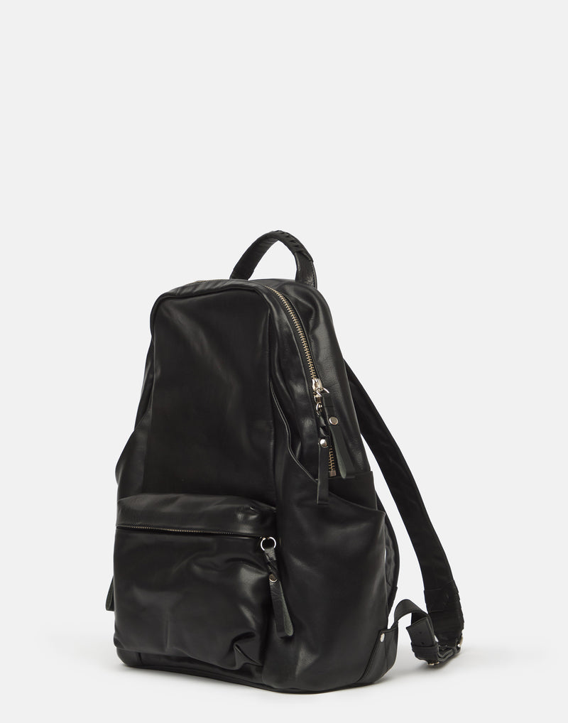 Black Leather Tower Backpack