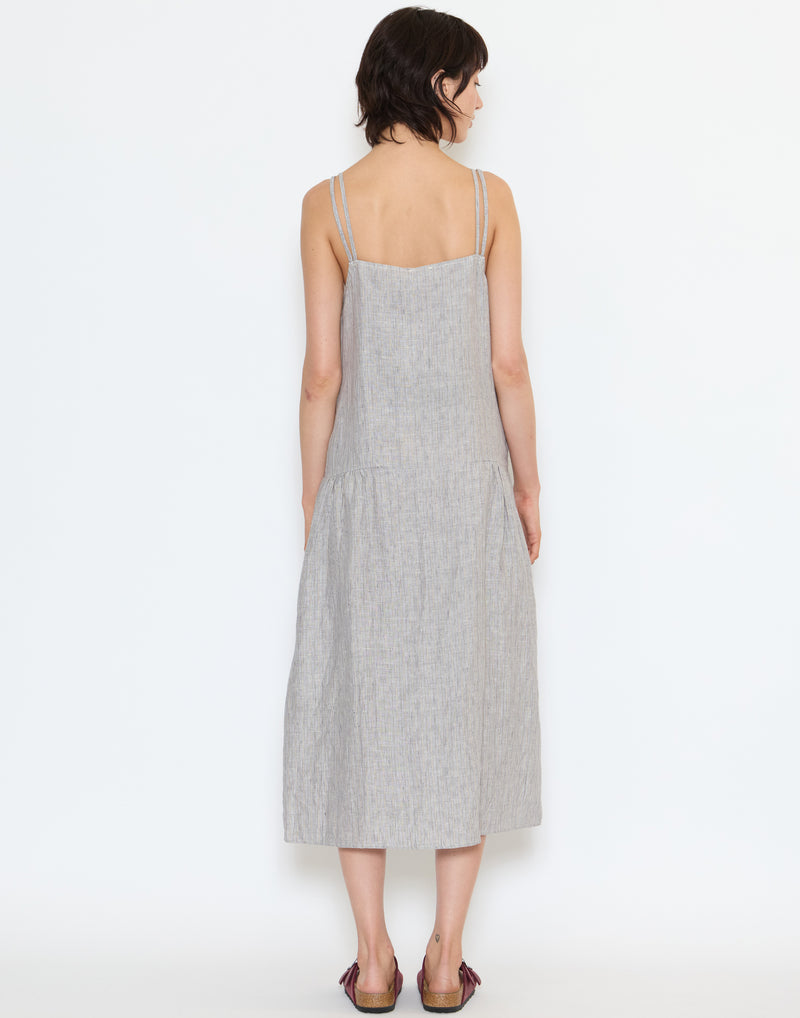 Haze Blue Linen Strap Dress