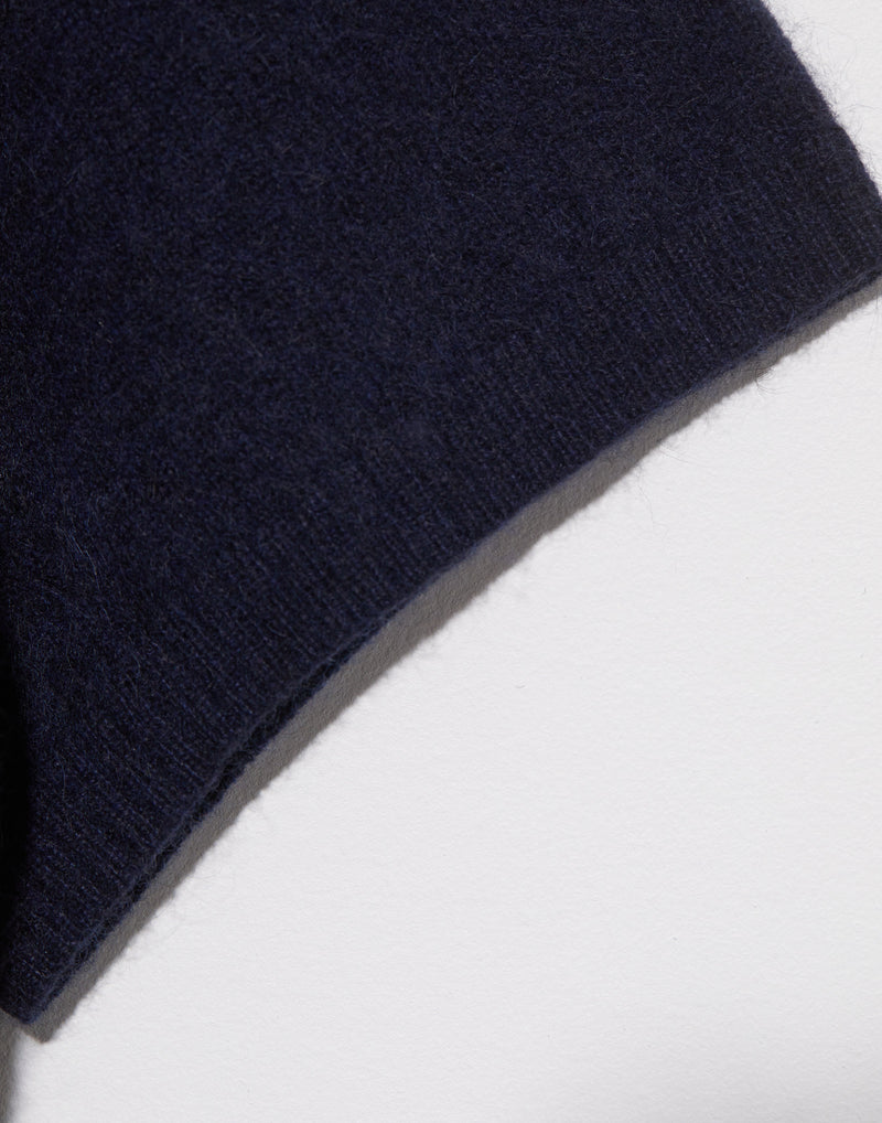 Navy Cashmere & Wool Half Sleeve Pullover