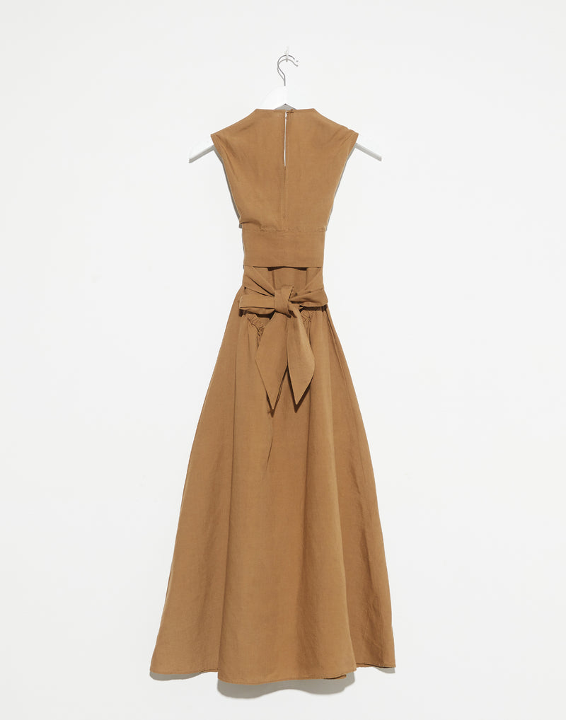 Nutmeg Linen Blend Belt Dress  