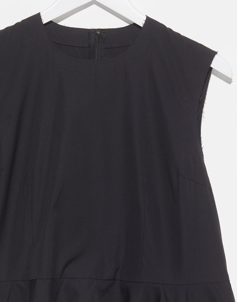 Black Cotton Poplin Sleeveless Top