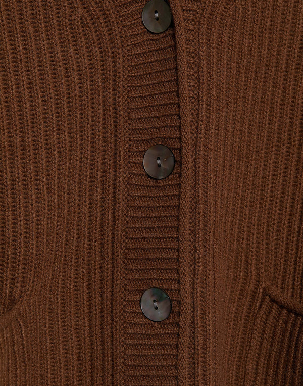 Tan Boyfriend Cashmere & Wool Cardigan