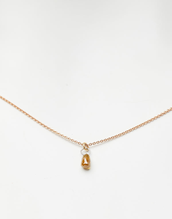 Orange Diamond & Rose Gold Necklace
