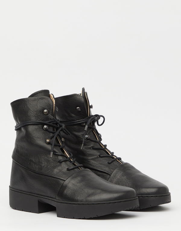 Black Leather Lace Up Umpire Boots