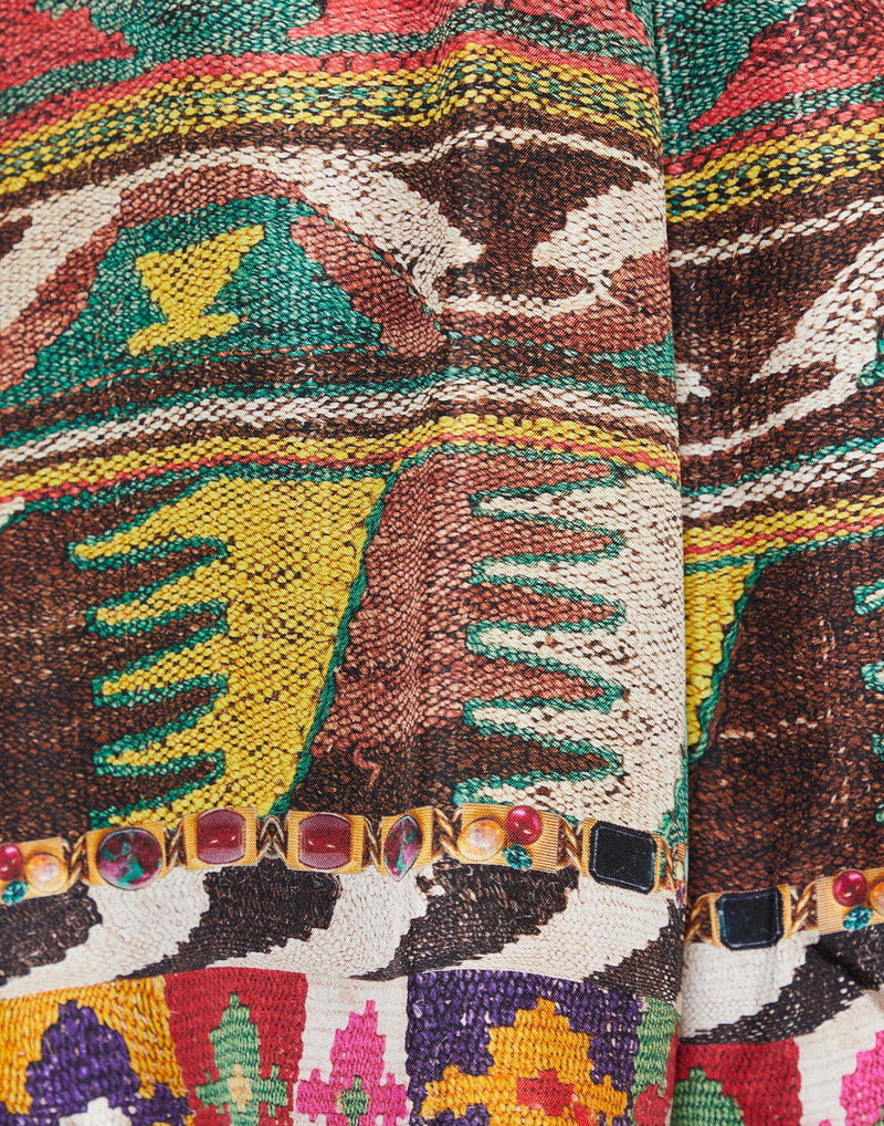 Multicolour Print Silk & Cotton Scarf