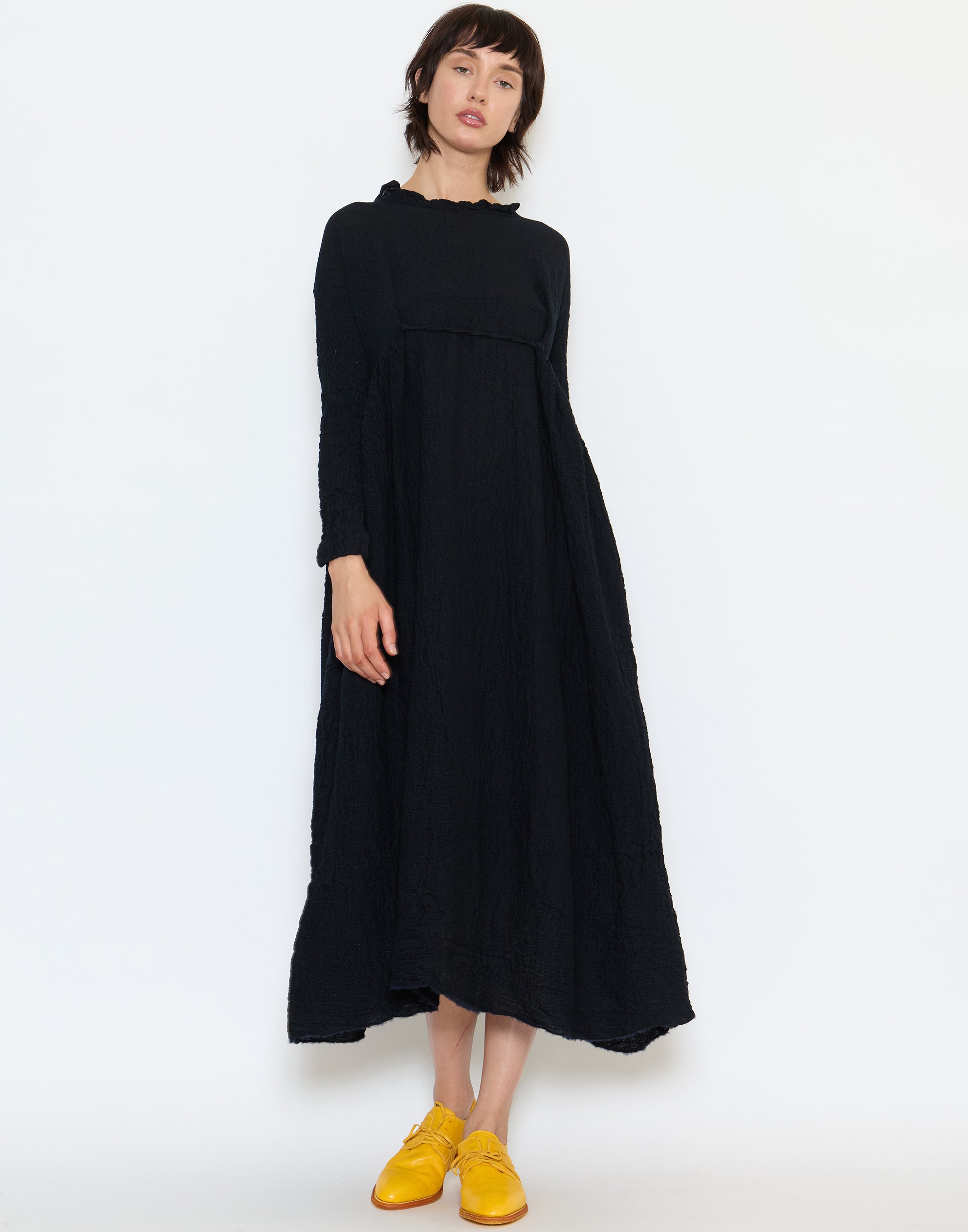 Navy Black Wool Newpride Meta Bianco Dress