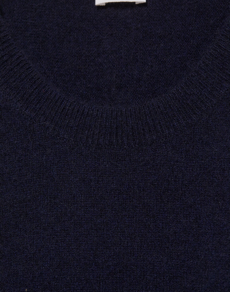 Navy Cashmere & Wool Half Sleeve Pullover