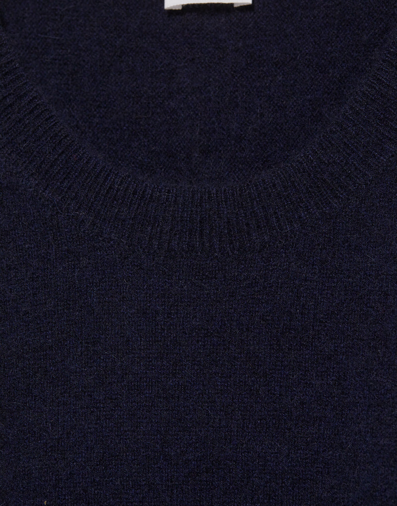 Navy Cashmere & Wool Half Sleeve Pullover