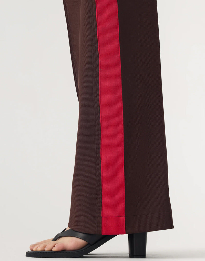 Carob & Red Twill Stripe Detail Pant