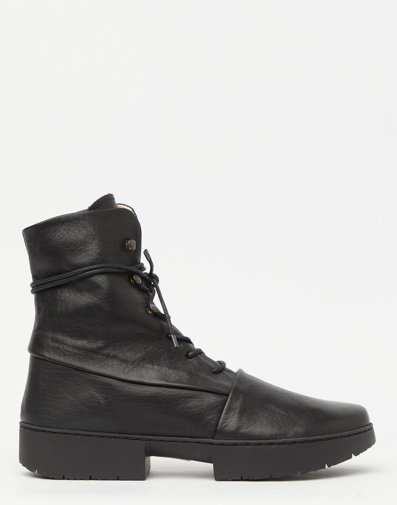 Black Leather Lace Up Umpire Boots