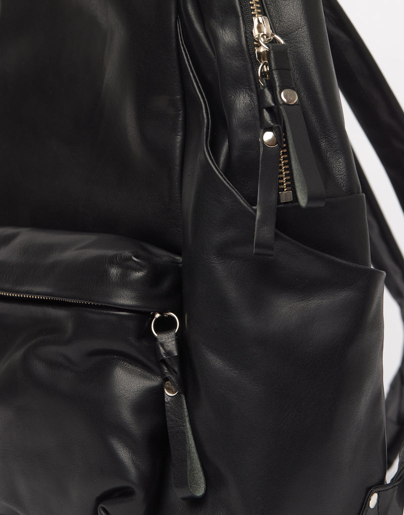 Black Leather Tower Backpack