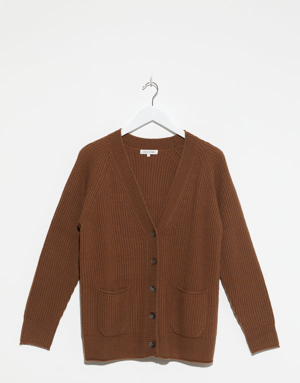 Tan Boyfriend Cashmere & Wool Cardigan