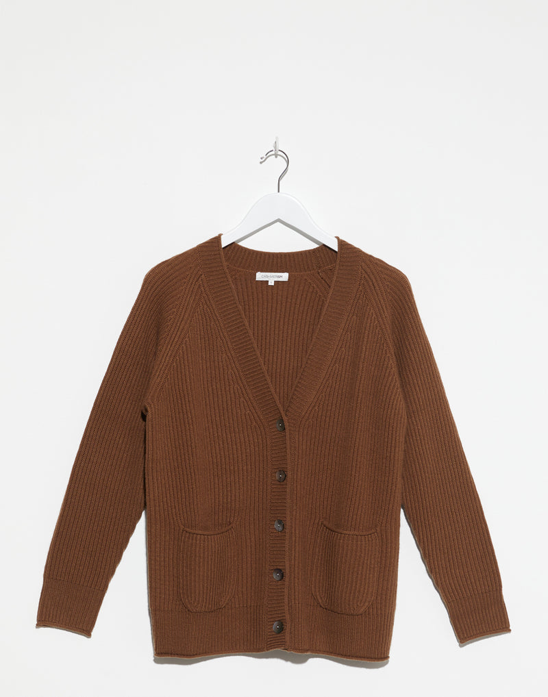 Tan Boyfriend Cashmere & Wool Cardigan