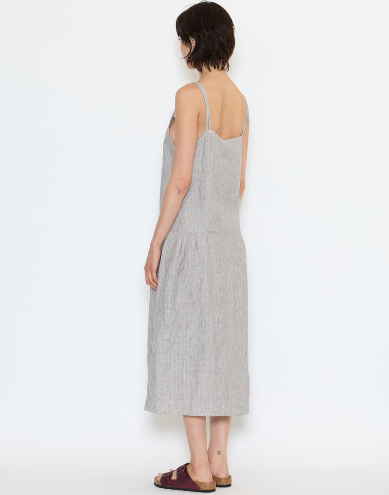Haze Blue Linen Strap Dress