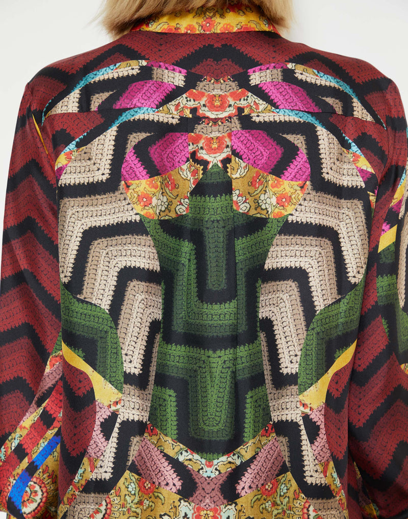 Multicolour Printed Silk Shirt