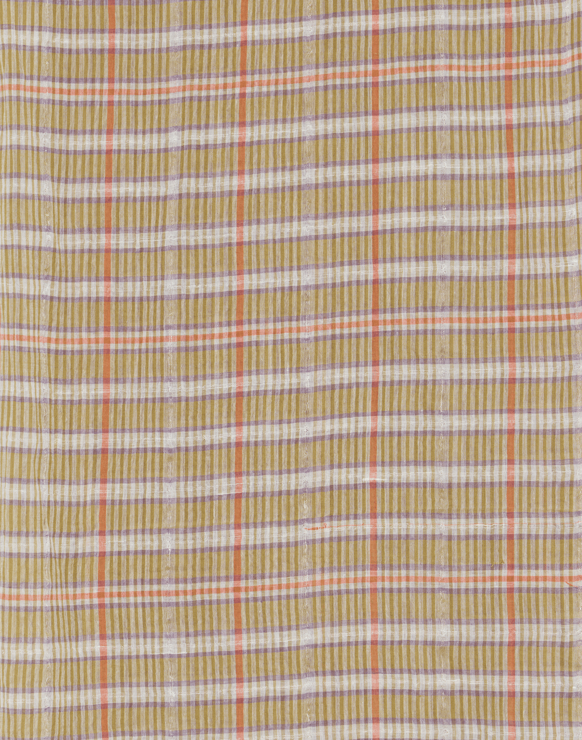 Olive Check Cotton & Linen Scarf