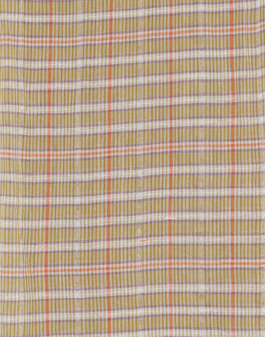 Olive Check Cotton & Linen Scarf