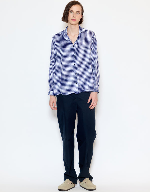Navy Check Linen Jenny Shirt