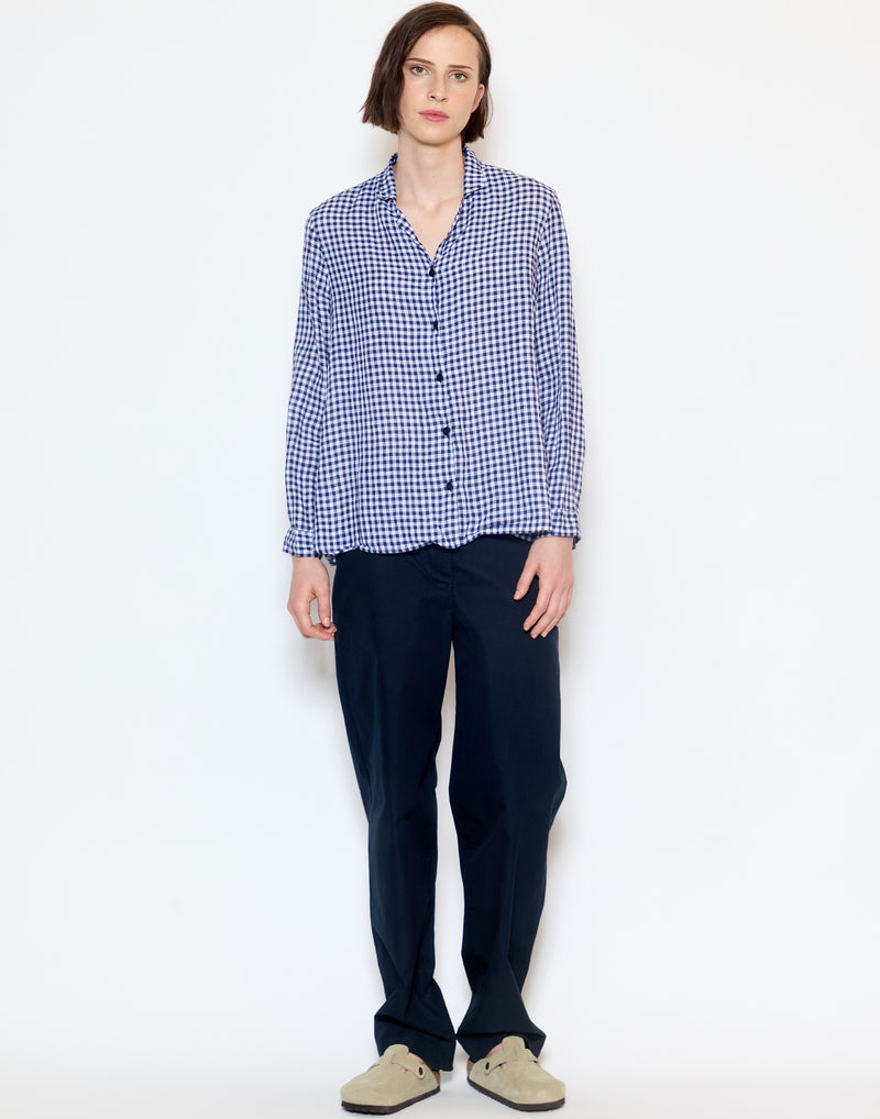 Navy Check Linen Jenny Shirt