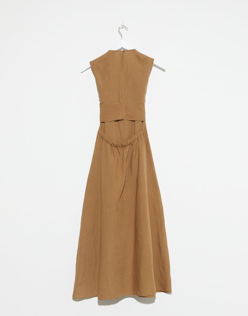 Nutmeg Linen Blend Belt Dress  