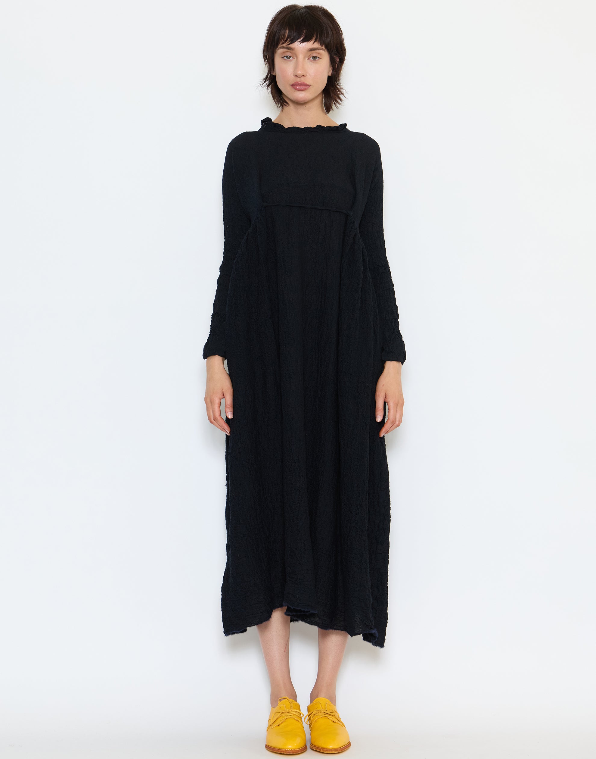 Navy Black Wool Newpride Meta Bianco Dress