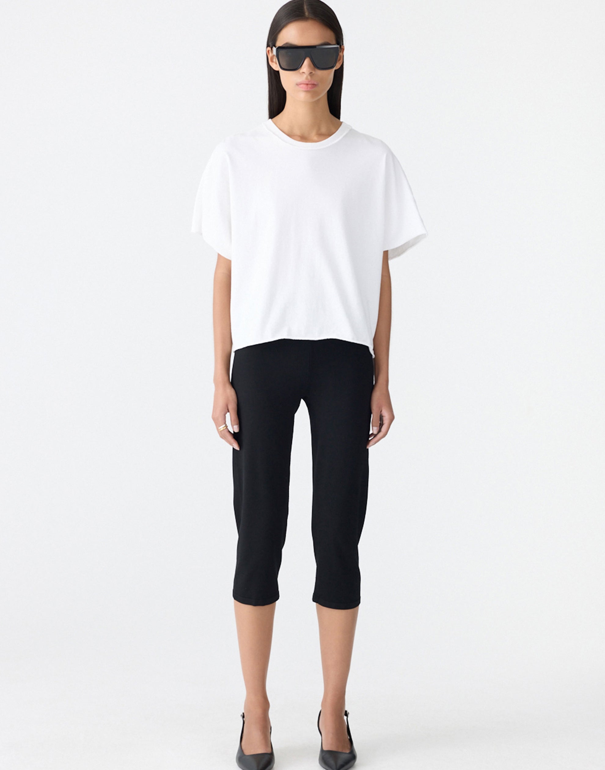 White Cotton Raw Slouch Boxy T-Shirt