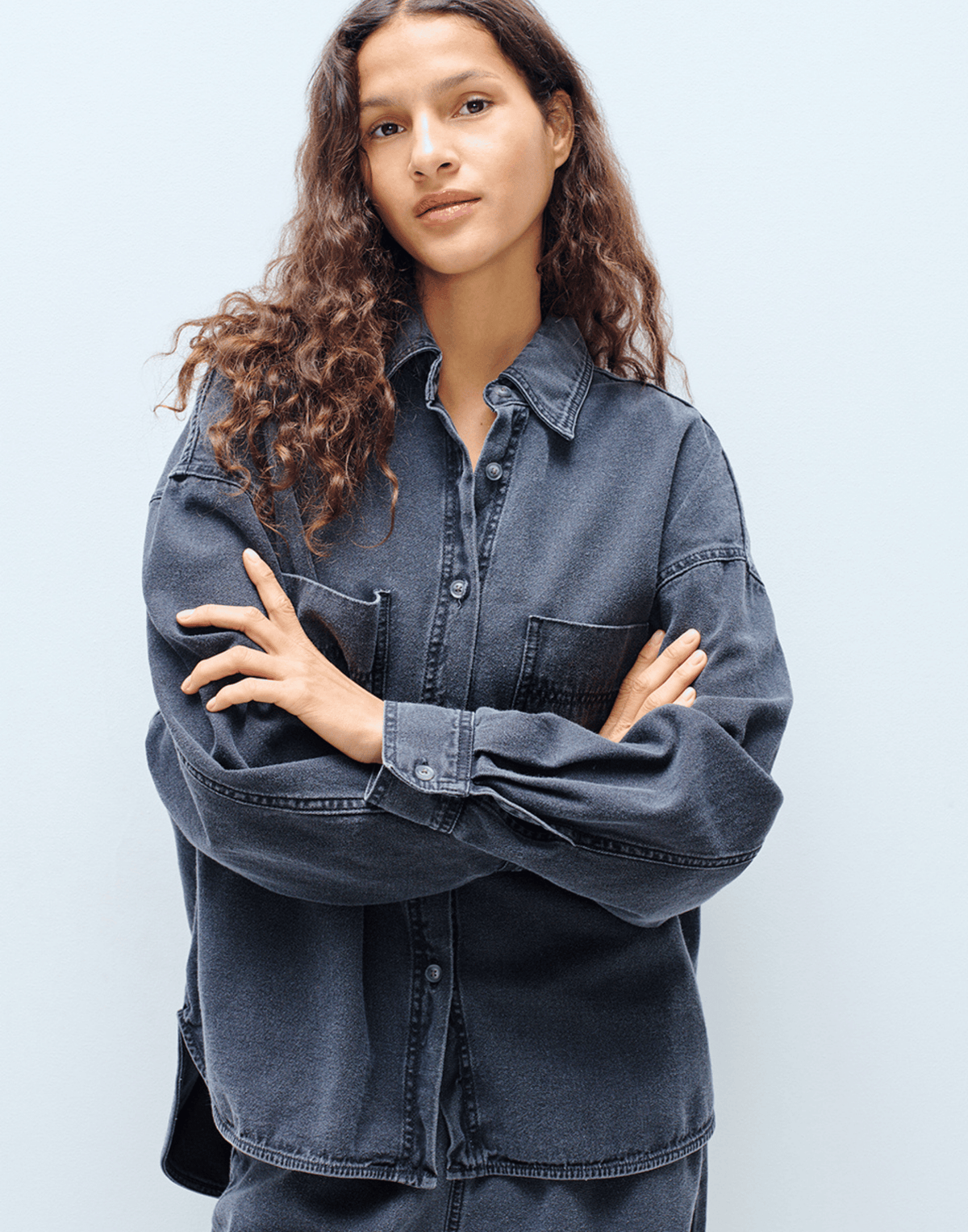 Black Wash Cotton Denim Jazy Shirt