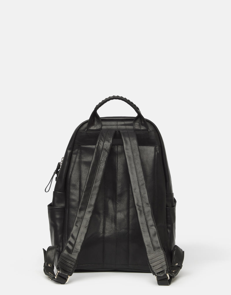 Black Leather Tower Backpack