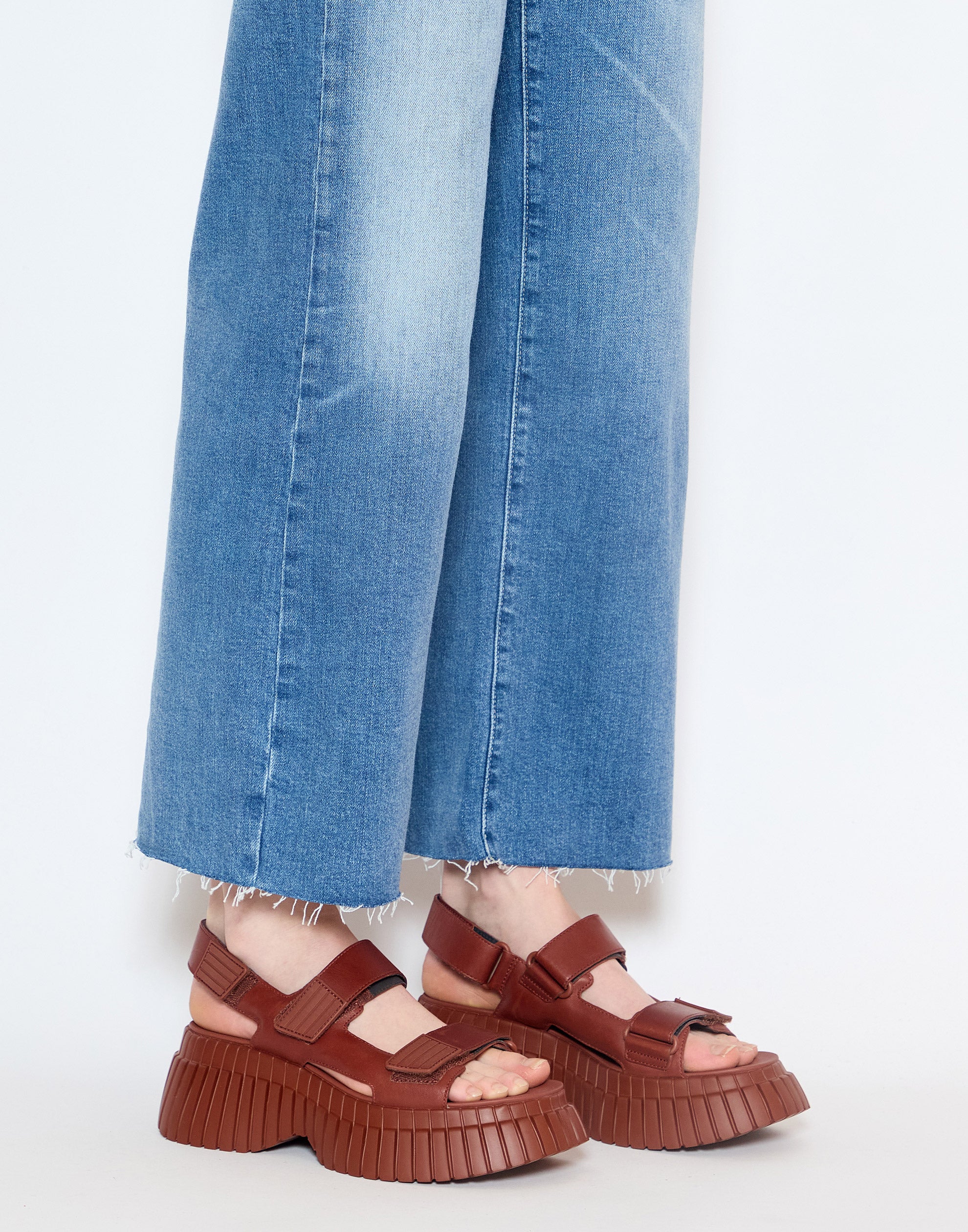 Cognac Leather Pix Platform Sandals