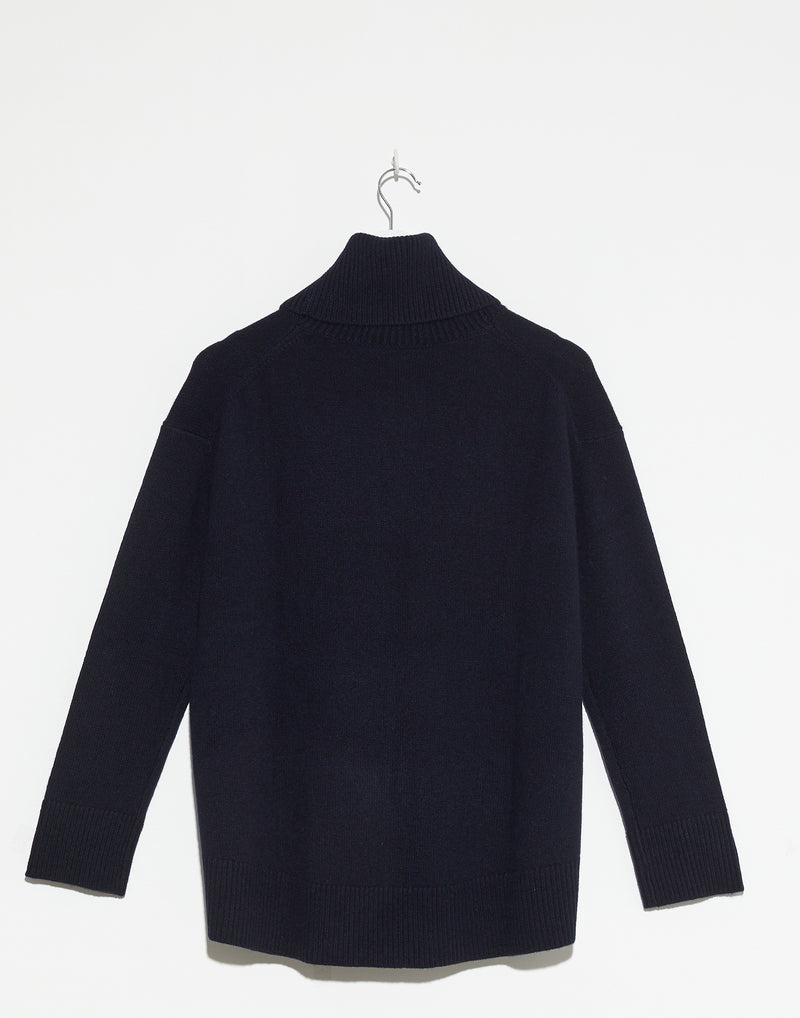 Navy Oversized Rollneck Cashmere Pullover