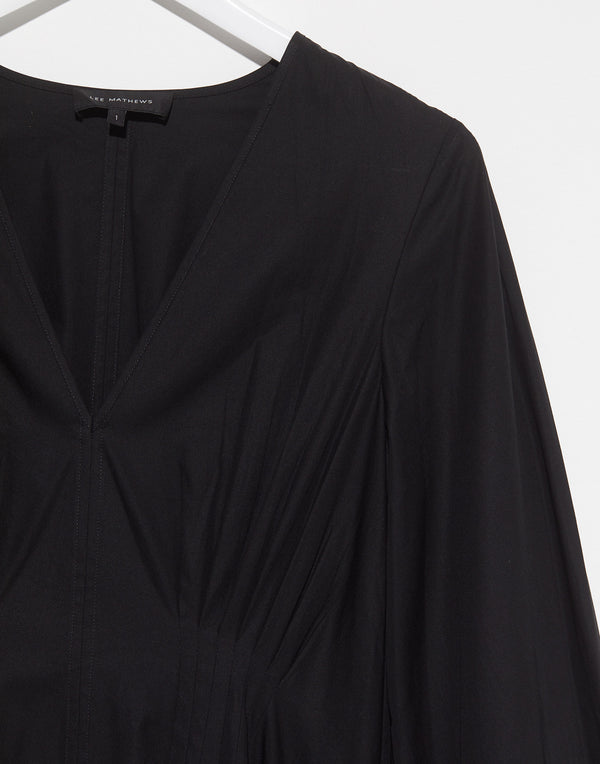 Black Cotton V-Neck Soho Dress
