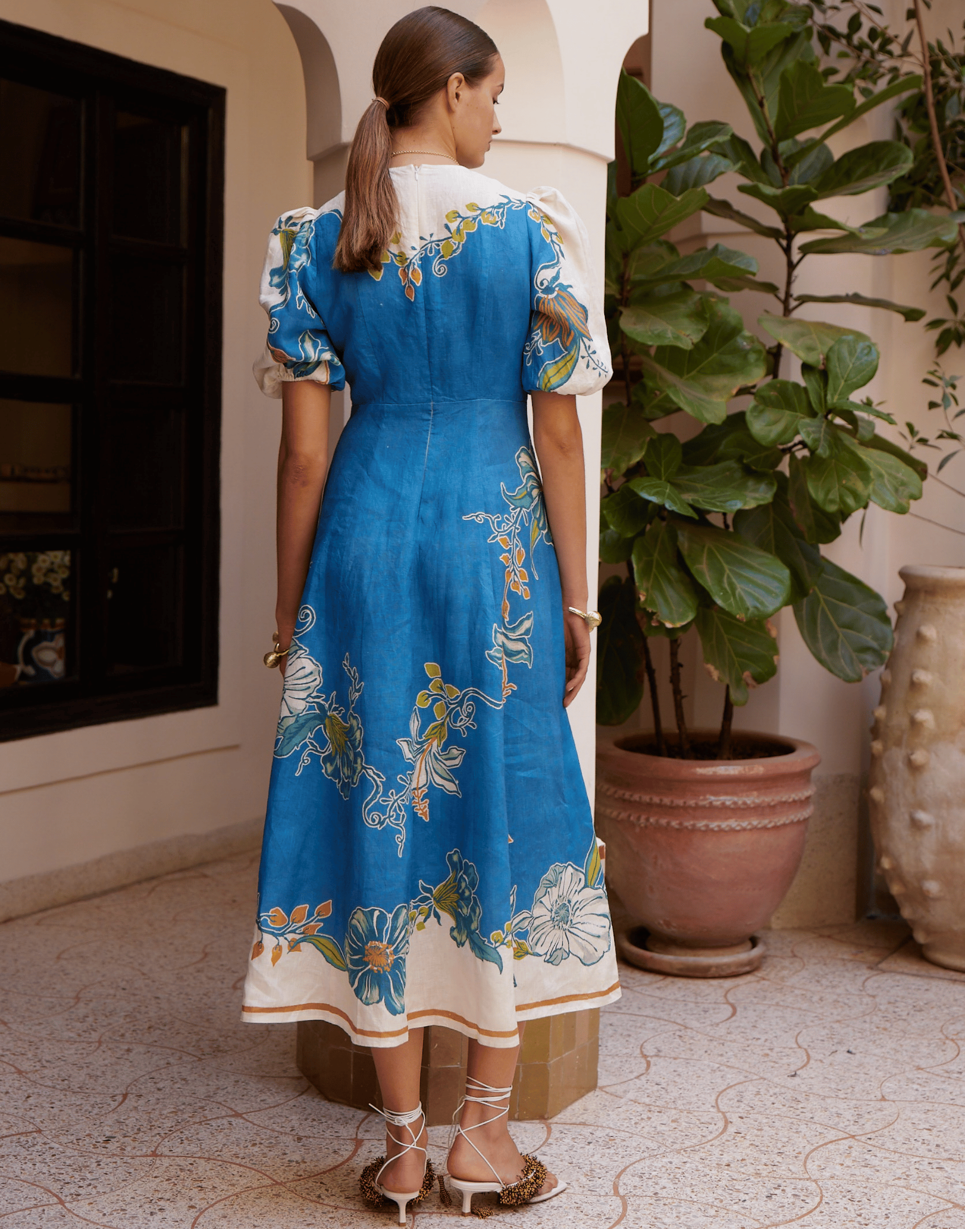 Printed Linen Luda Midi Dress
