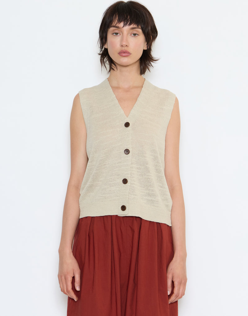Parchment Cotton & Linen Knitted Tank