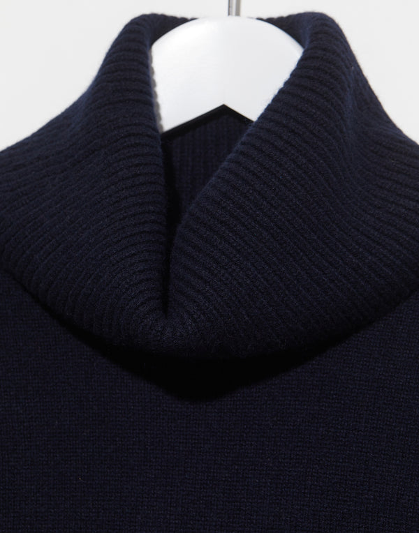 Navy Oversized Rollneck Cashmere Pullover