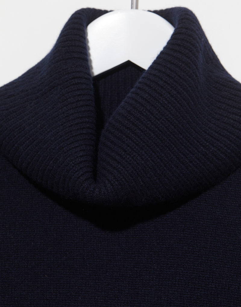 Navy Oversized Rollneck Cashmere Pullover