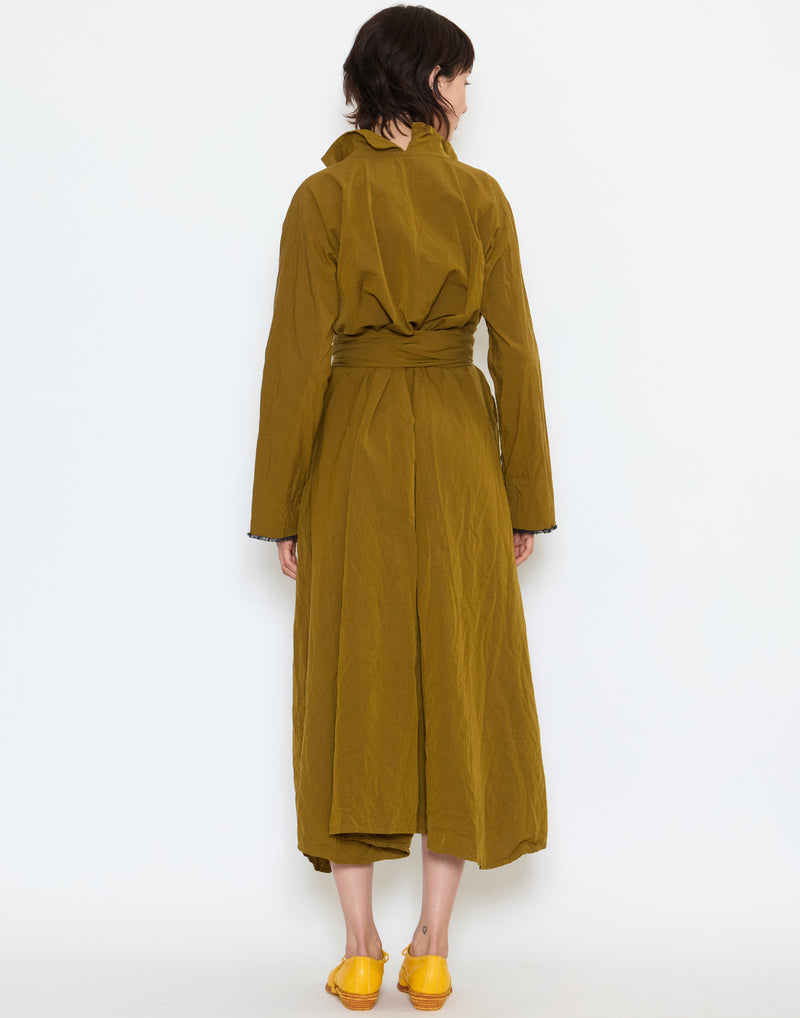 Gold Cotton Spicchi Colletto Lavato Dress