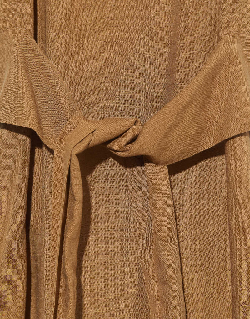 Nutmeg Linen Blend Belt Dress  