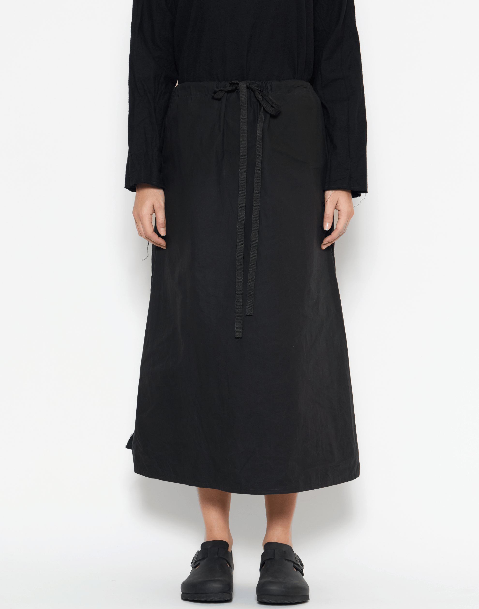 Black Waxed Cotton Skirt