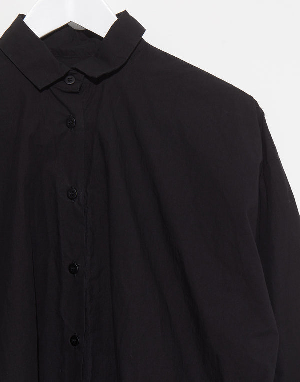Black Cotton Short Overshirt