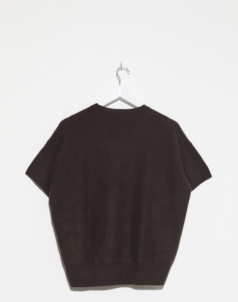 Dark Brown Cashmere & Wool Half Sleeve Pullover