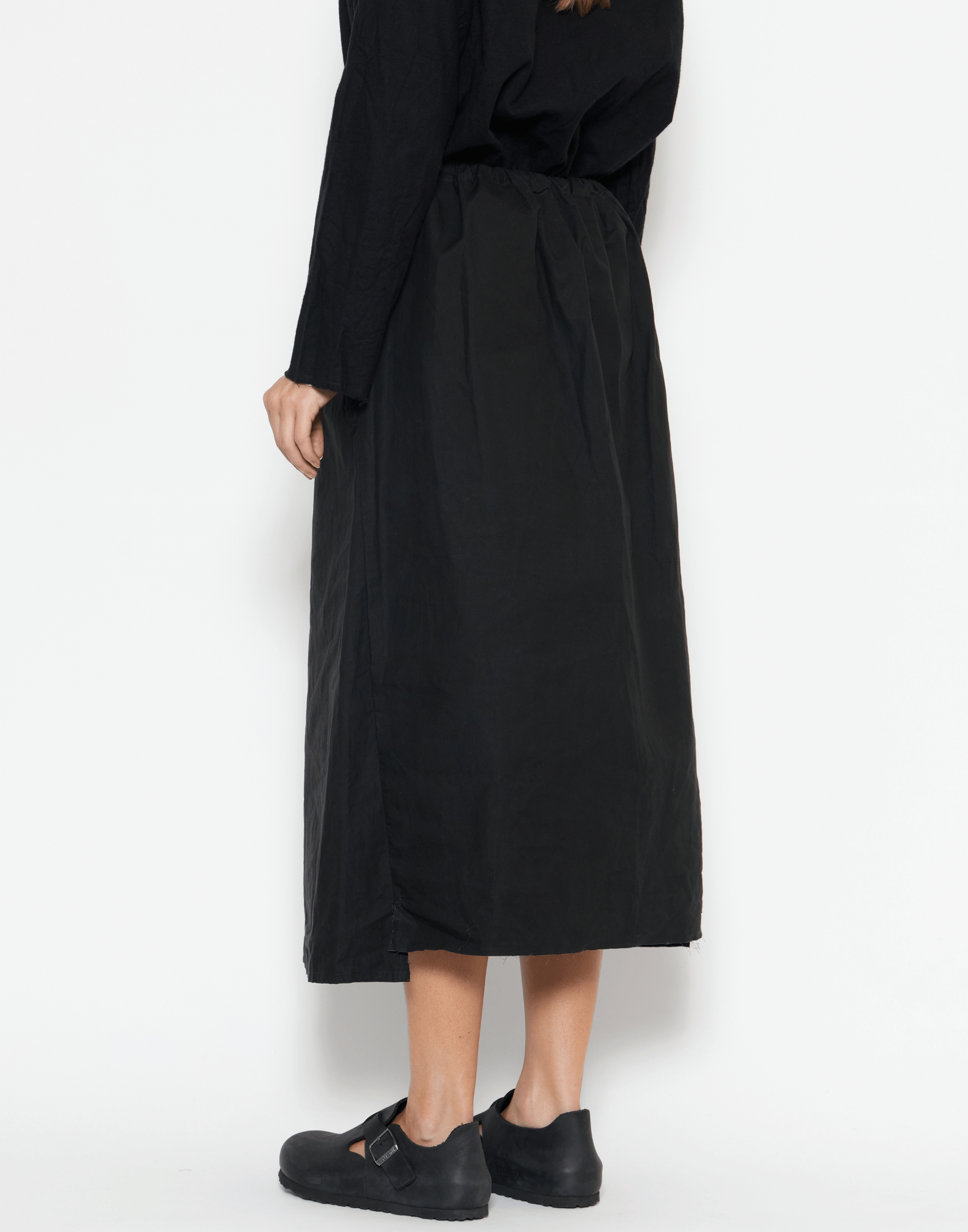 Black Waxed Cotton Skirt
