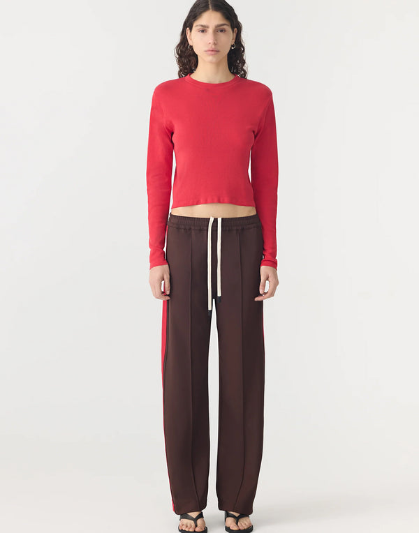 Carob & Red Twill Stripe Detail Pant