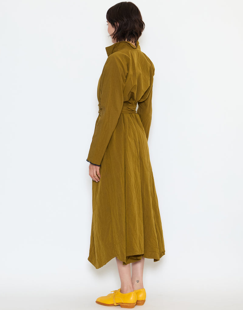 Gold Cotton Spicchi Colletto Lavato Dress