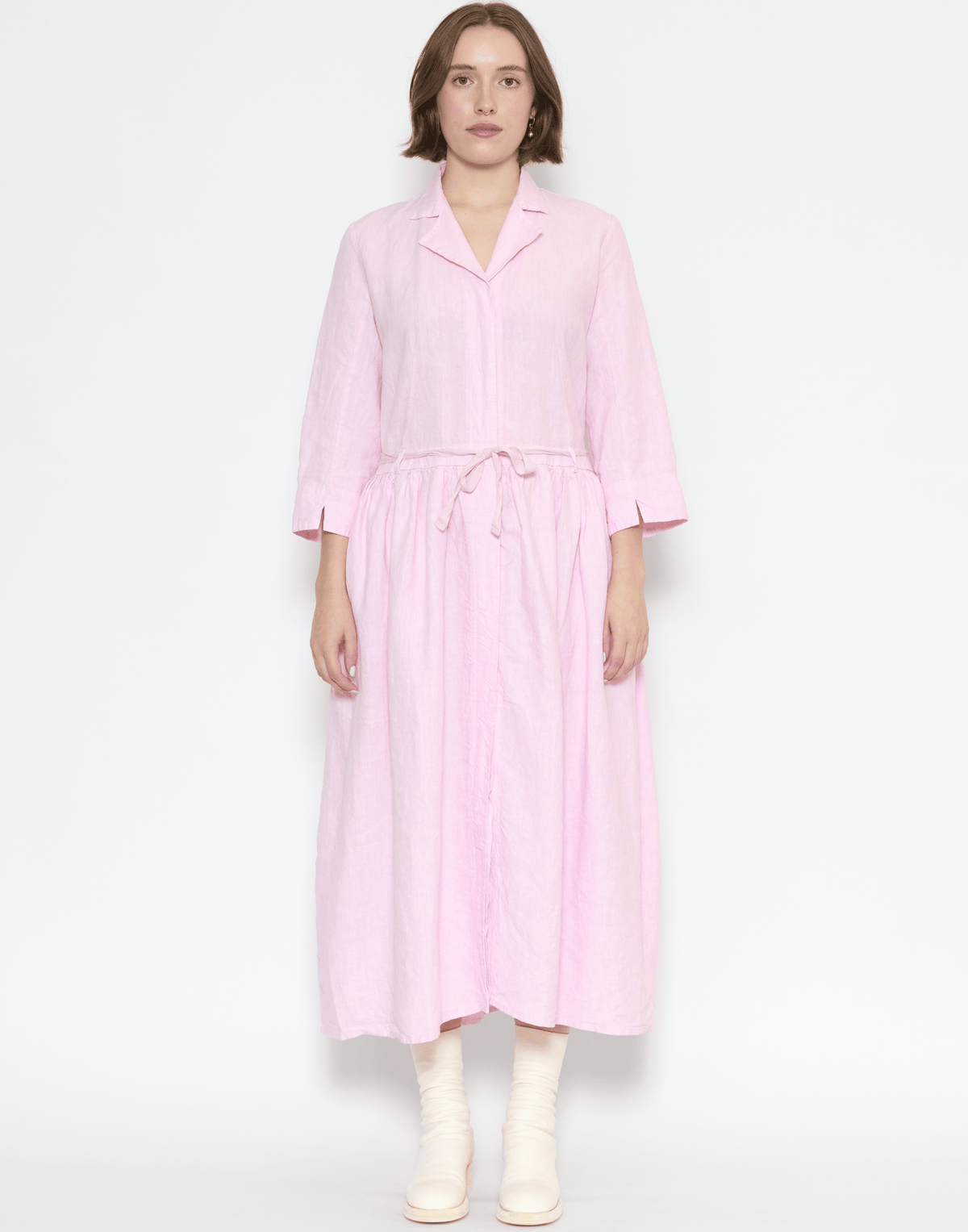Pink Linen Davina Shirt Dress