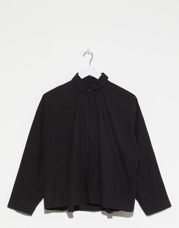 Black Cotton Short Overshirt