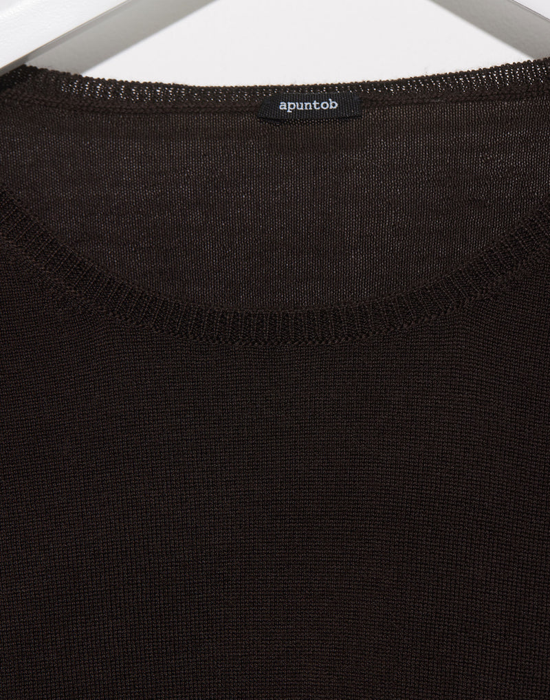 Chocolate Wool Fine Knit Pullover
